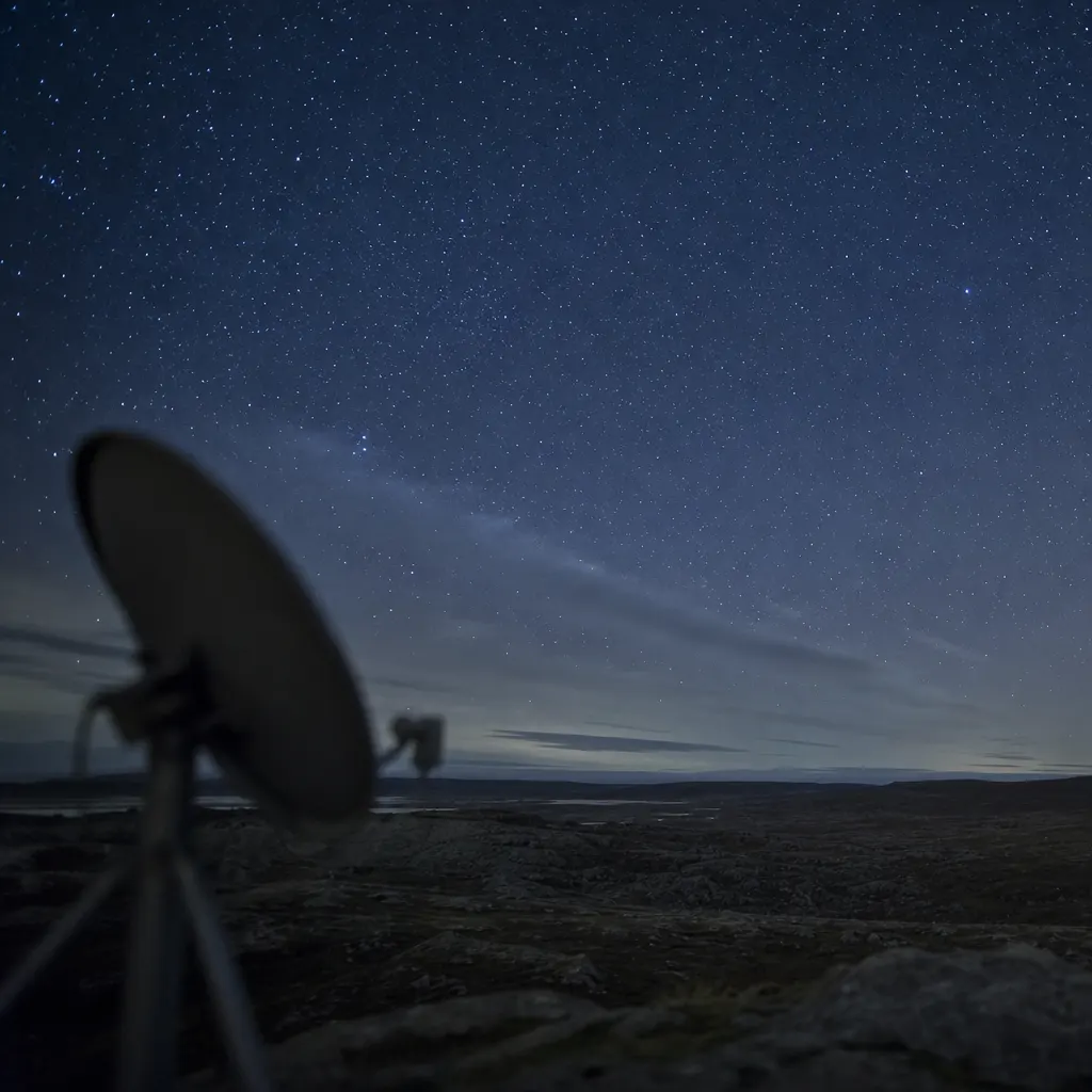 En Starlink-parabol monterad på en stuga i svensk skogsbygd, jämte en 5G-router inomhus