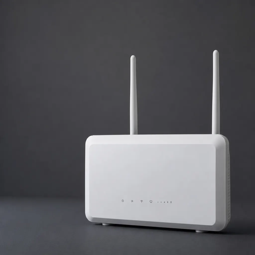 Vit 5G-router i ett ljust kök i en svensk lägenhet med utsikt över ett bostadsområde